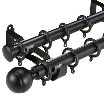 Rideau Rods inoxydable convenable décoratif en couleur de noir de double en métal de rideaux en tuyau d'acier de fenêtre