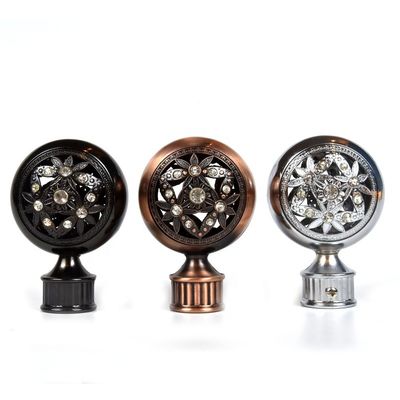 d'usine finials en cristal de rideau de ruban directement de la couleur 28mm en diamant en bronze en gros en métal dans des accessoires de tige de rideau