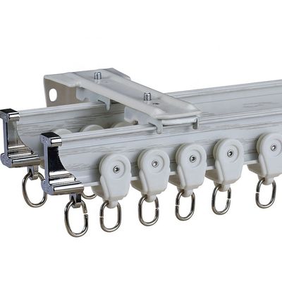 Double voie silencieuse en acier en aluminium de rideau Bendable pour la fenêtre en saillie