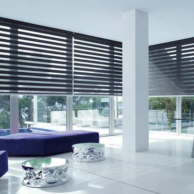 Le PVC de Gris Motorized Roman Blind Curtains a stratifié le type pour le salon
