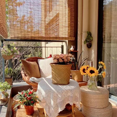 Le bambou de bureau de salon de thé roulent vers le haut des nuances de Sun, abat-jour de rouleau en bambou pour le balcon