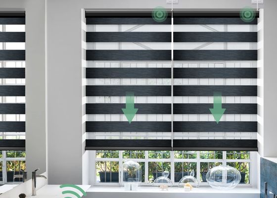 Le PVC de Gris Motorized Roman Blind Curtains a stratifié le type pour le salon