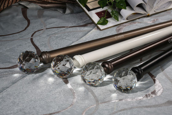 28mm Polonais en aluminium décoratifs Crystal Finials Curtains Rods Set