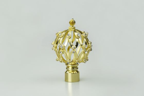 Accessoires en cristal d'or de tige de rideau en finials de rideau en métal de diamant de nouvelle conception en gros directe d'usine