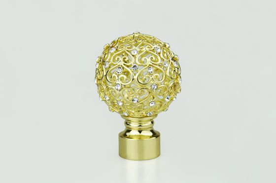 Accessoires en cristal d'or de tige de rideau en finials de rideau en métal de diamant de nouvelle conception en gros directe d'usine