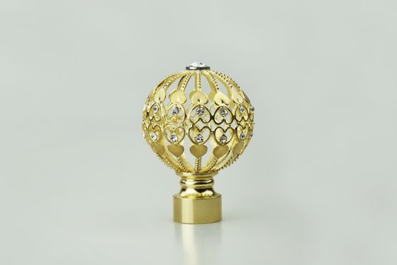 Accessoires en cristal d'or de tige de rideau en finials de rideau en métal de diamant de nouvelle conception en gros directe d'usine