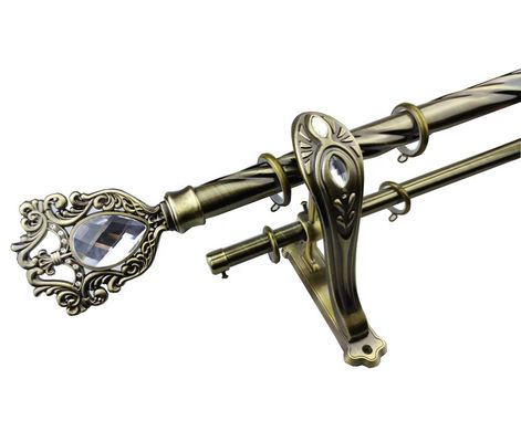 Ruban réglable 25Mm de Polonais de double rideau télescopique en rail en métal 28Mm avec des parenthèses