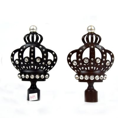 Finials décoratifs de rideau en couronne noire de 28mm avec plaqué