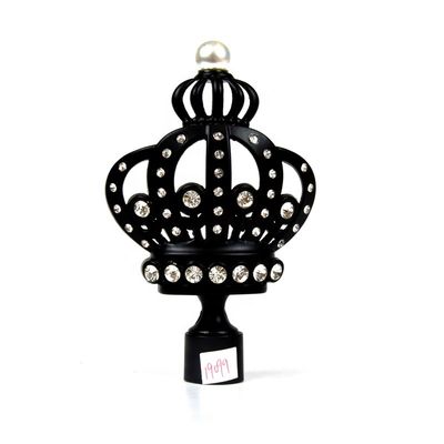 Finials décoratifs de rideau en couronne noire de 28mm avec plaqué