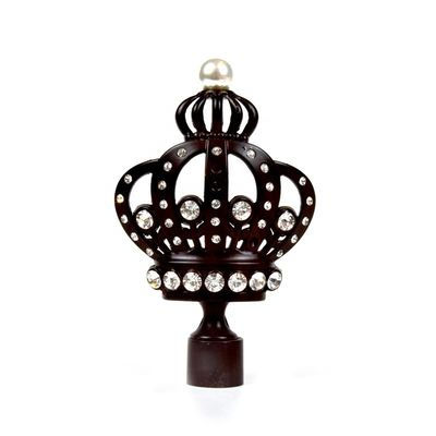 Finials décoratifs de rideau en couronne noire de 28mm avec plaqué