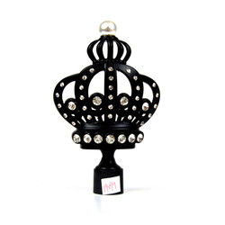 Finials décoratifs de rideau en couronne noire de 28mm avec plaqué