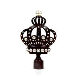 Finials décoratifs de rideau en couronne noire de 28mm avec plaqué