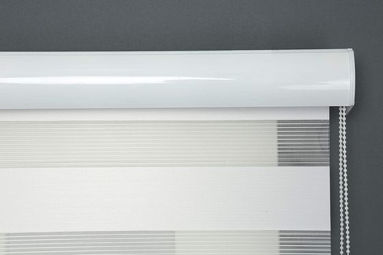 La fenêtre décorative de bureau de rouleau drape l'ODM de style de zèbre de double couche de rideaux